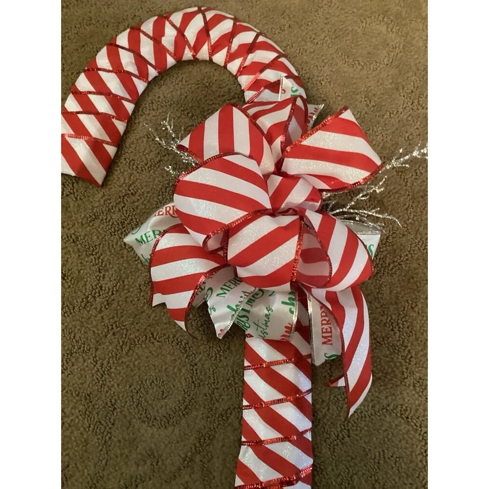 Christmas Wreath, Candy Cane Red White 21 x 14 New